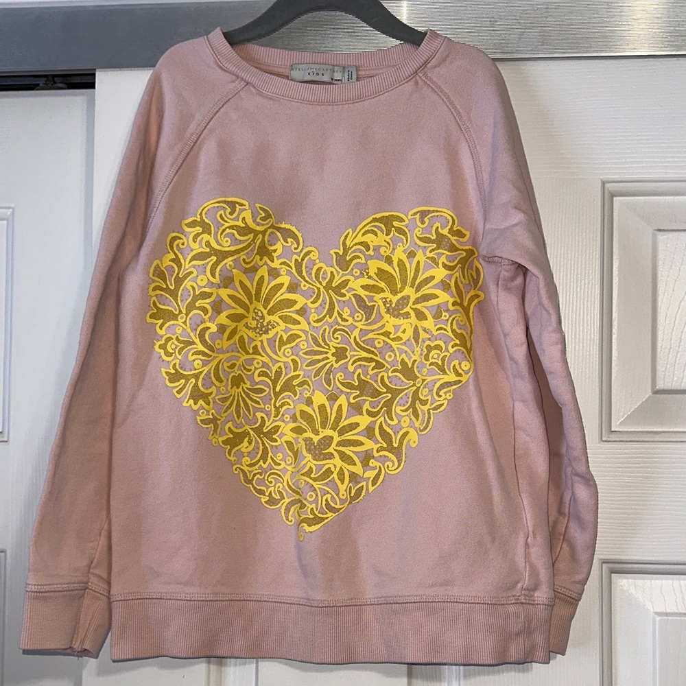 Stella McCartney Kids Pink Sweatshirt with Yellow Floral Heart